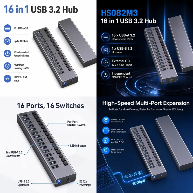 Usb Hub - AP01 voor 16-poorts USB 3.2 Gen2
