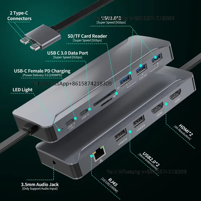 Usb Hub - Hot verkopende Dual Display Screen Type