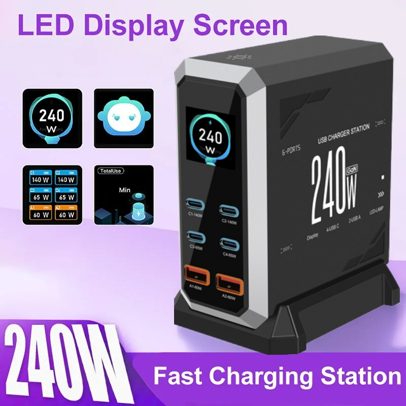 Laptop Charger - NIEUWE 2026 240W GaN-lader 6-IN-1 140W