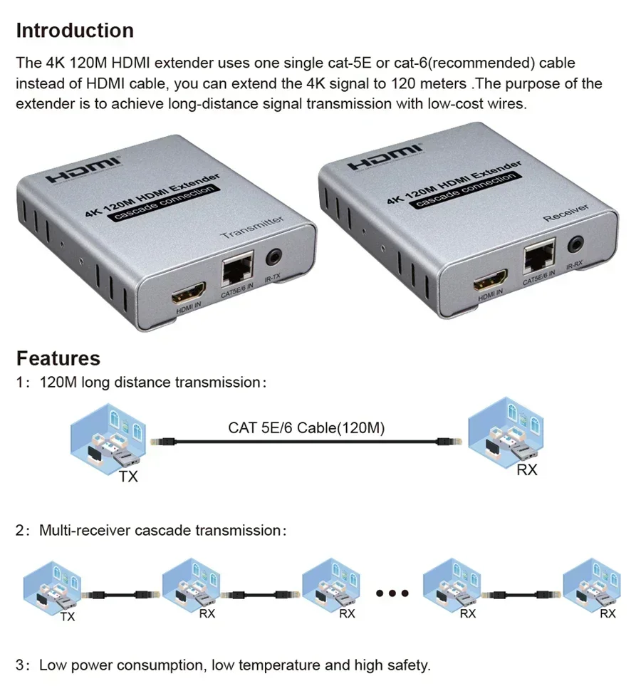 4K 120M HDMI Extender Over CAT - Hdmi Cable recensie en prijs