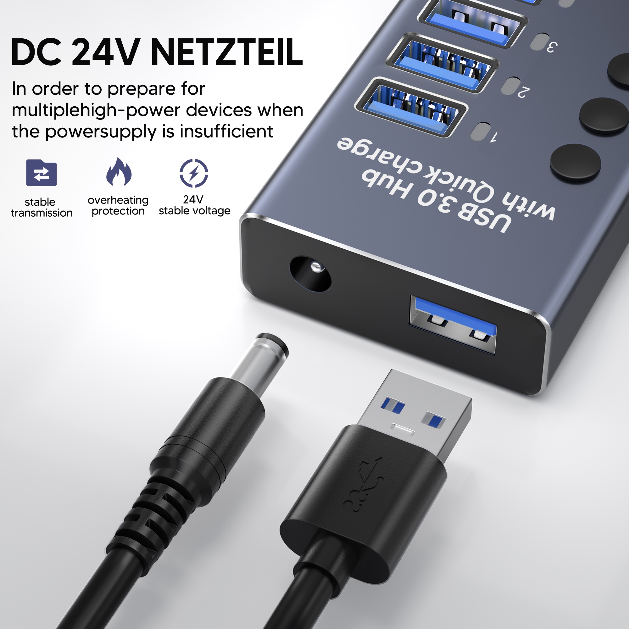 10-poorts USB 3.0-hub van alum - Usb Hub recensie en prijs