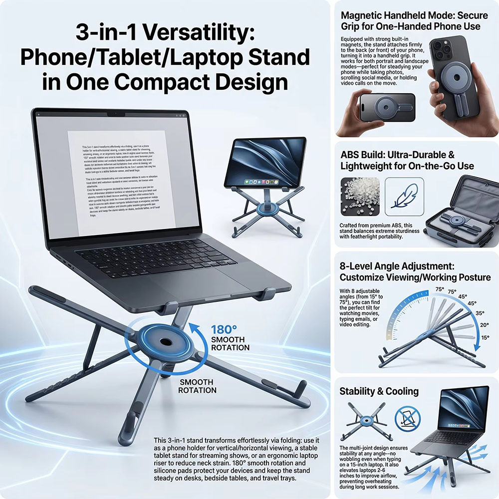Draagbare magnetische telefoon - Laptop Stand recensie en prijs